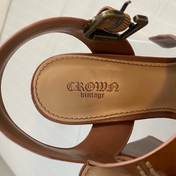 Crown Vintage Women’s Light Brown Open Toe Heel Size US7 - Picture 4 of 7